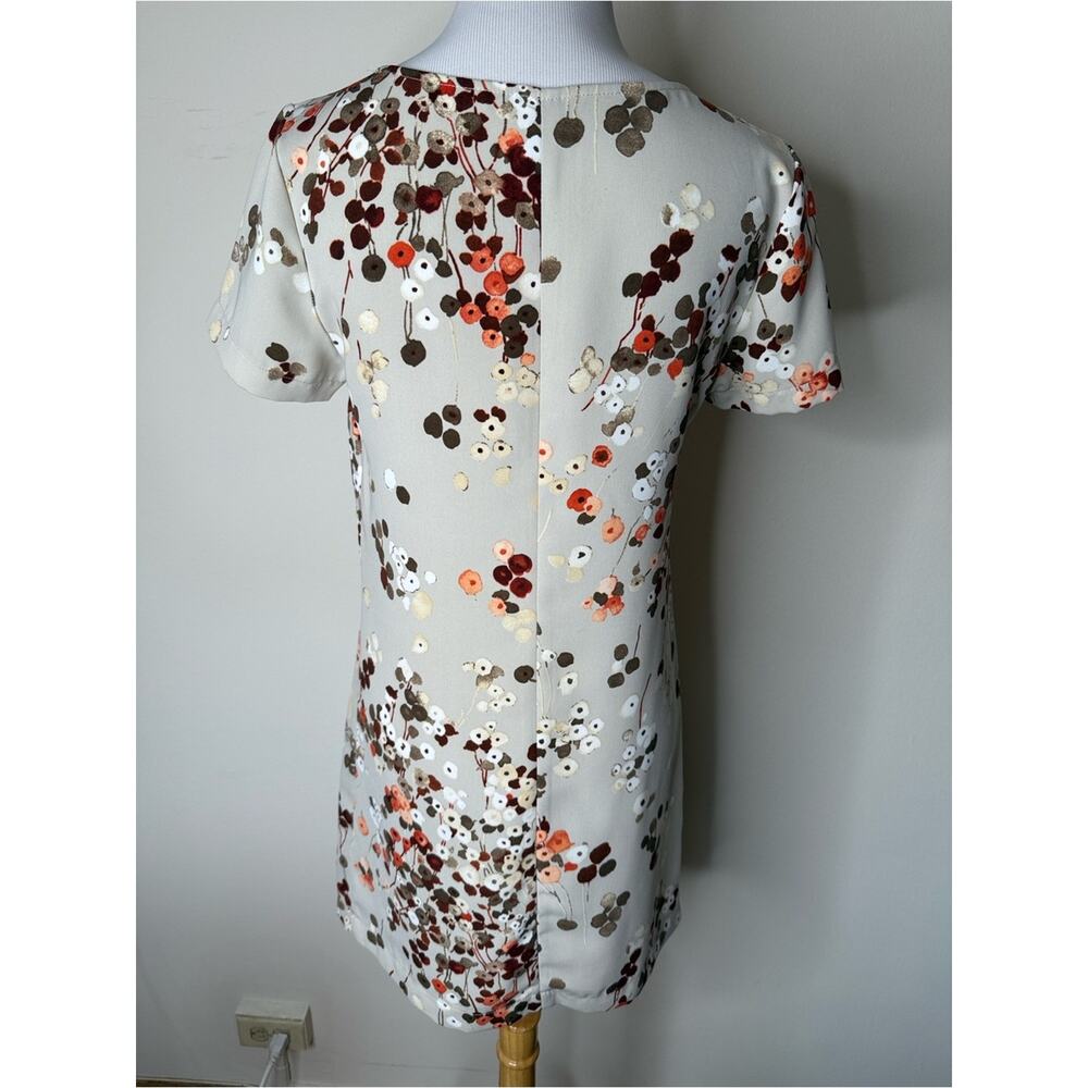 Benetton Gray Floral Short Sleeve Shift Mini Dress - Picture 6 of 6